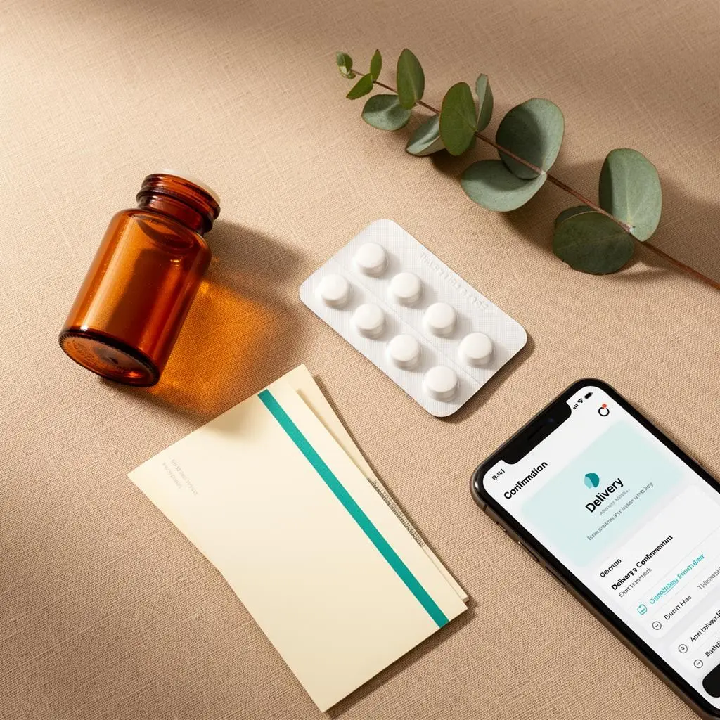 Receita médica e medicamentos sobre superfície de linho